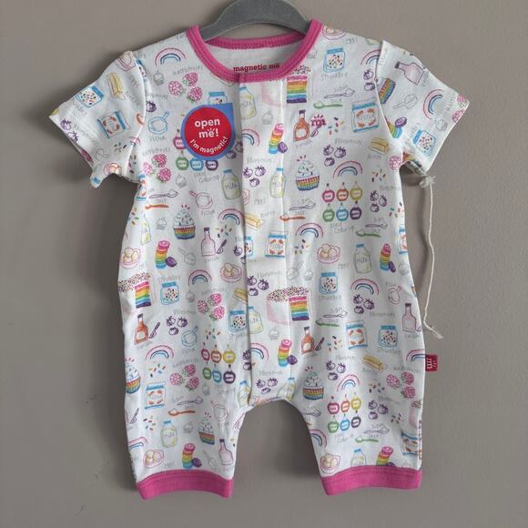 Magnetic Me Organic Cotton Onesie Romper Rainbow Sprinkles Baking 3-6 Months New